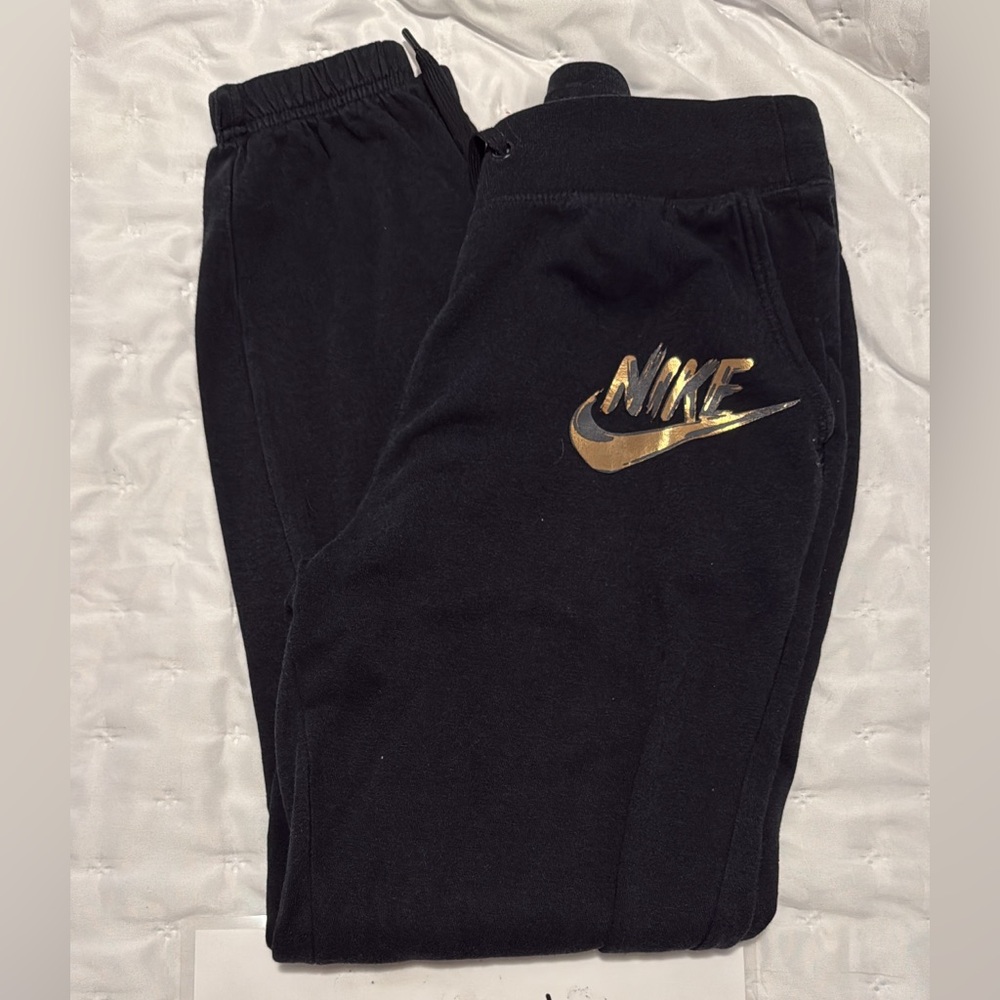 Nike Black and Gold Sweatpants Athletic Joggers